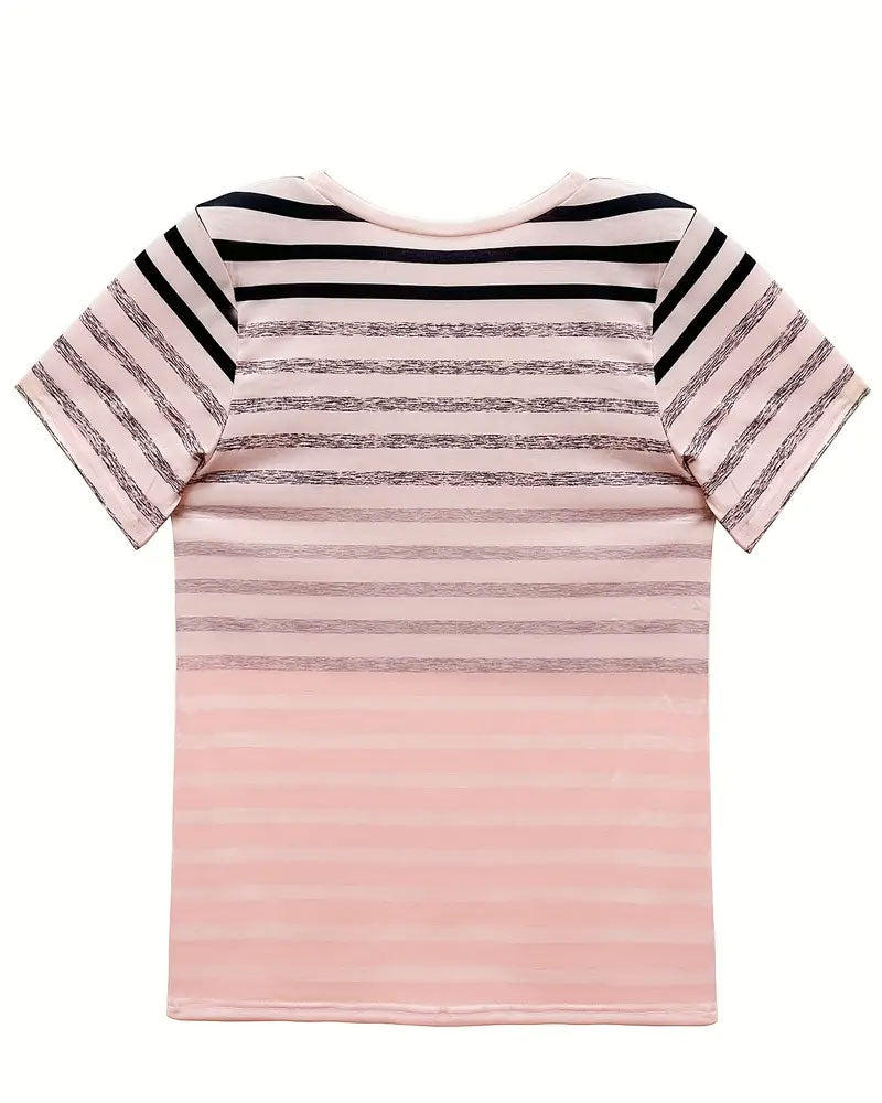 Striped women's T-shirt with round neckline & gradient – Melia