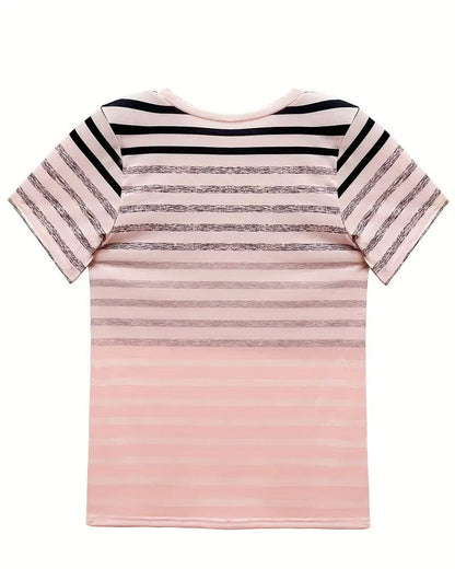 Striped women's T-shirt with round neckline & gradient – Melia