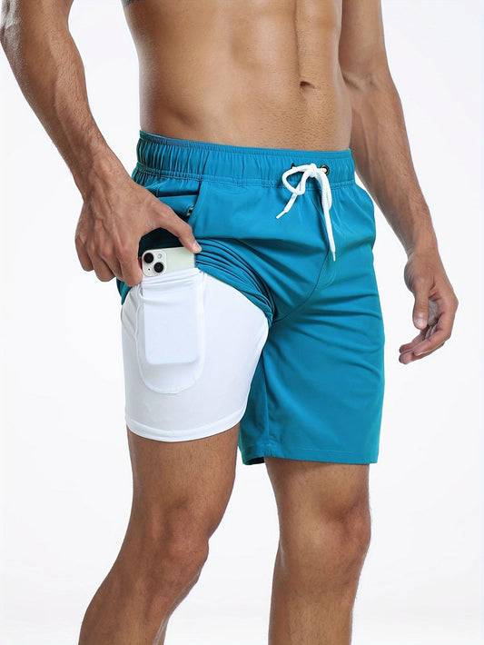 Quick-drying men's swim shorts with stretch & mobile phone pocket – Jonas