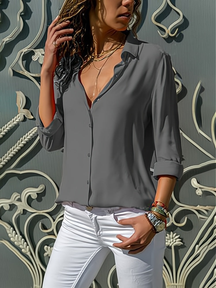Loose ladies' blouse with button placket – Isabella