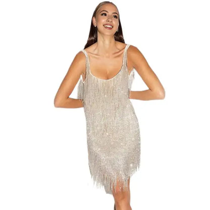 Sequin Dress with Fringes for Parties - Luna