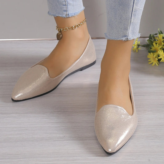 Elegant autumn pointed-toe ballet flats with stretch - Vivienne