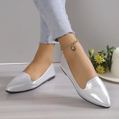 Elegant autumn pointed-toe ballet flats with stretch - Vivienne