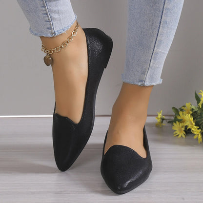 Elegant autumn pointed-toe ballet flats with stretch - Vivienne