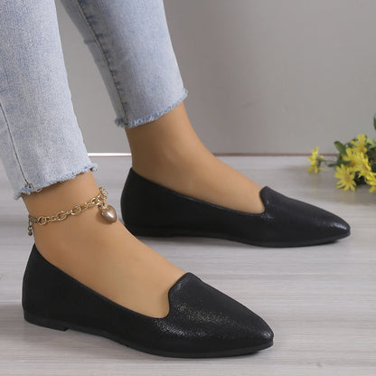 Elegant autumn pointed-toe ballet flats with stretch - Vivienne