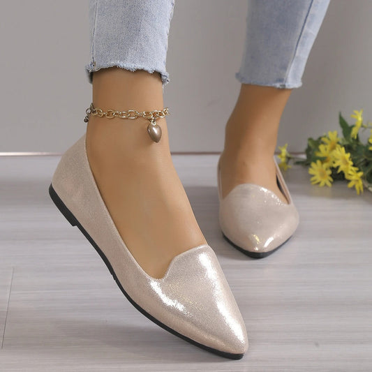 Elegant autumn pointed-toe ballet flats with stretch - Vivienne