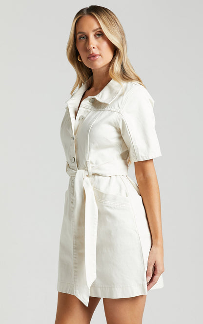 Button-Down Denim Mini Dress - Aria