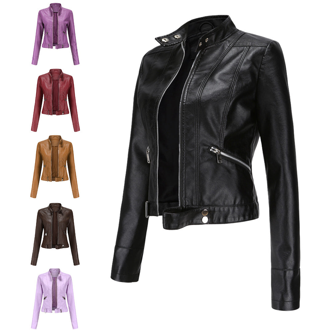 Stylish women's leather jacket in a classic design – Marlene Autumn Edition