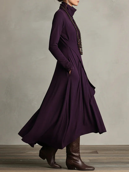 Asymmetric Maxi Dress With High Collar - Marguerite