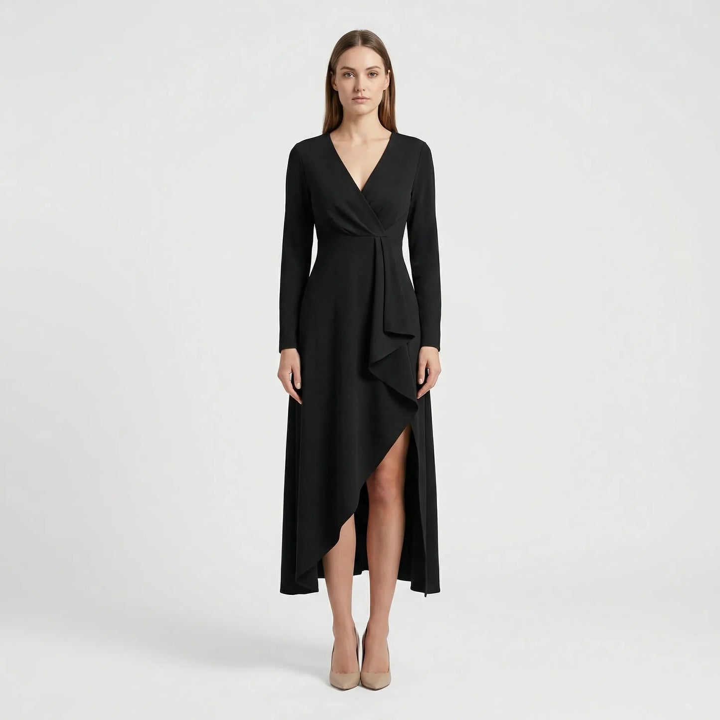 Asymmetric V-Neck Dress - Soraya