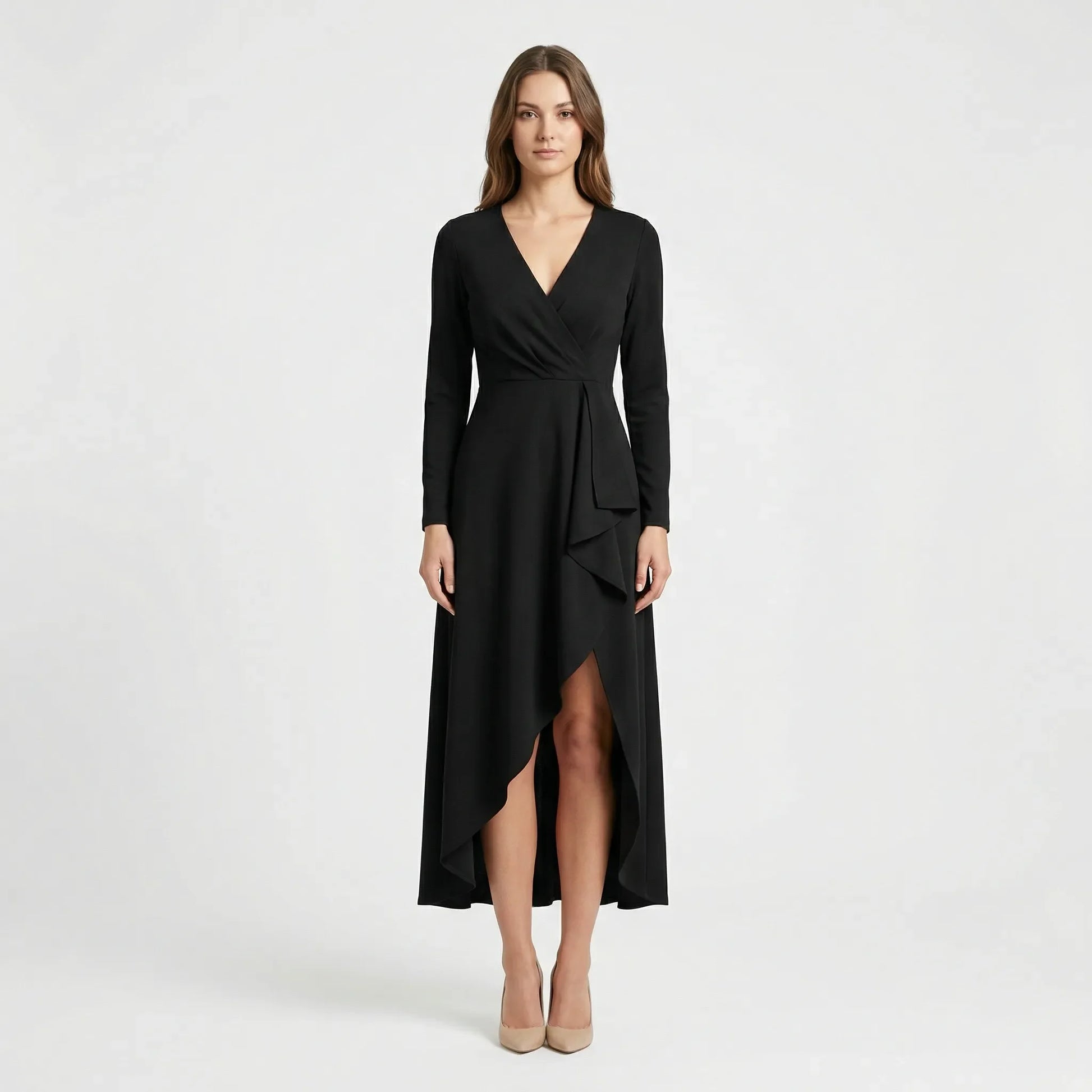 Asymmetric V-Neck Dress - Soraya