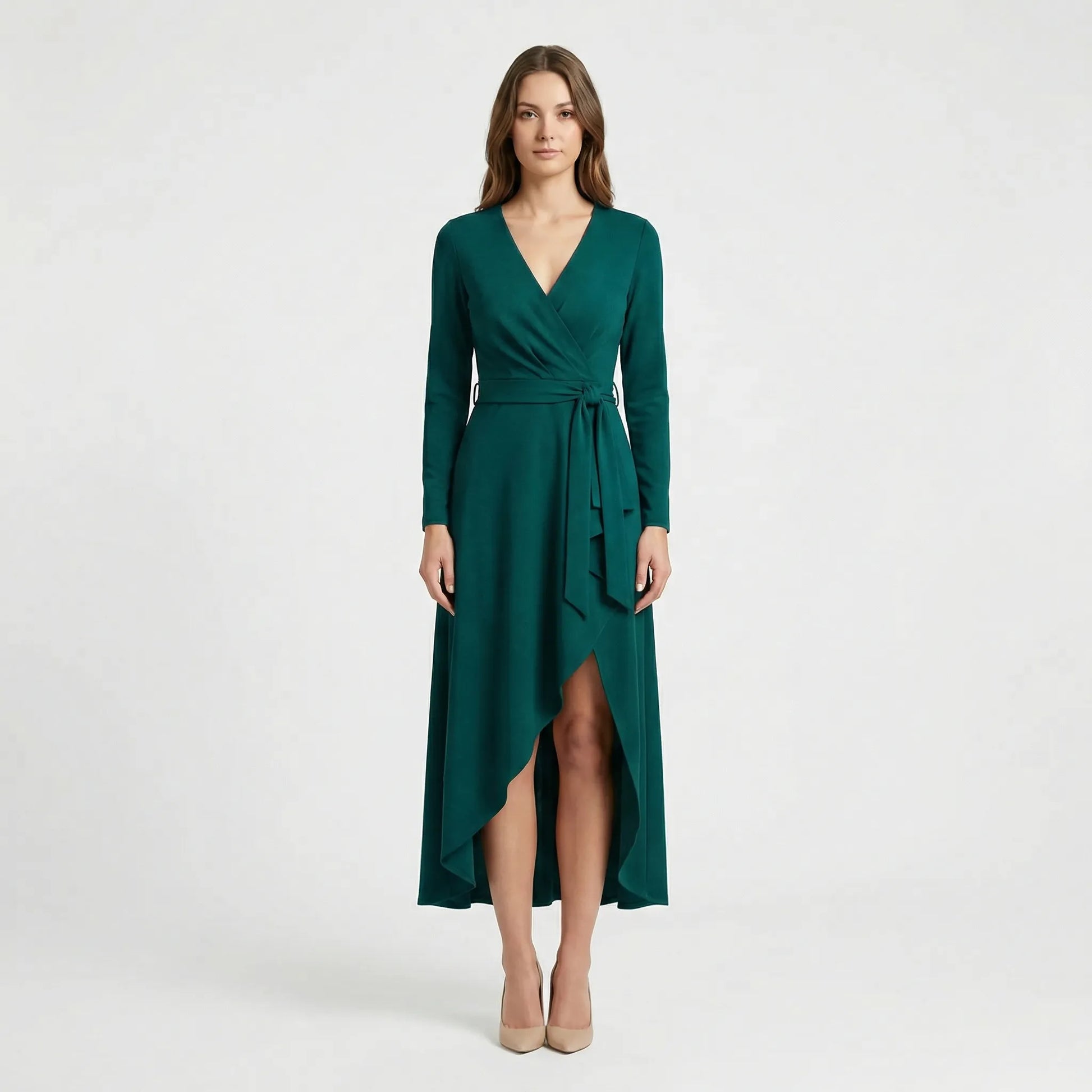 Asymmetric V-Neck Dress - Soraya