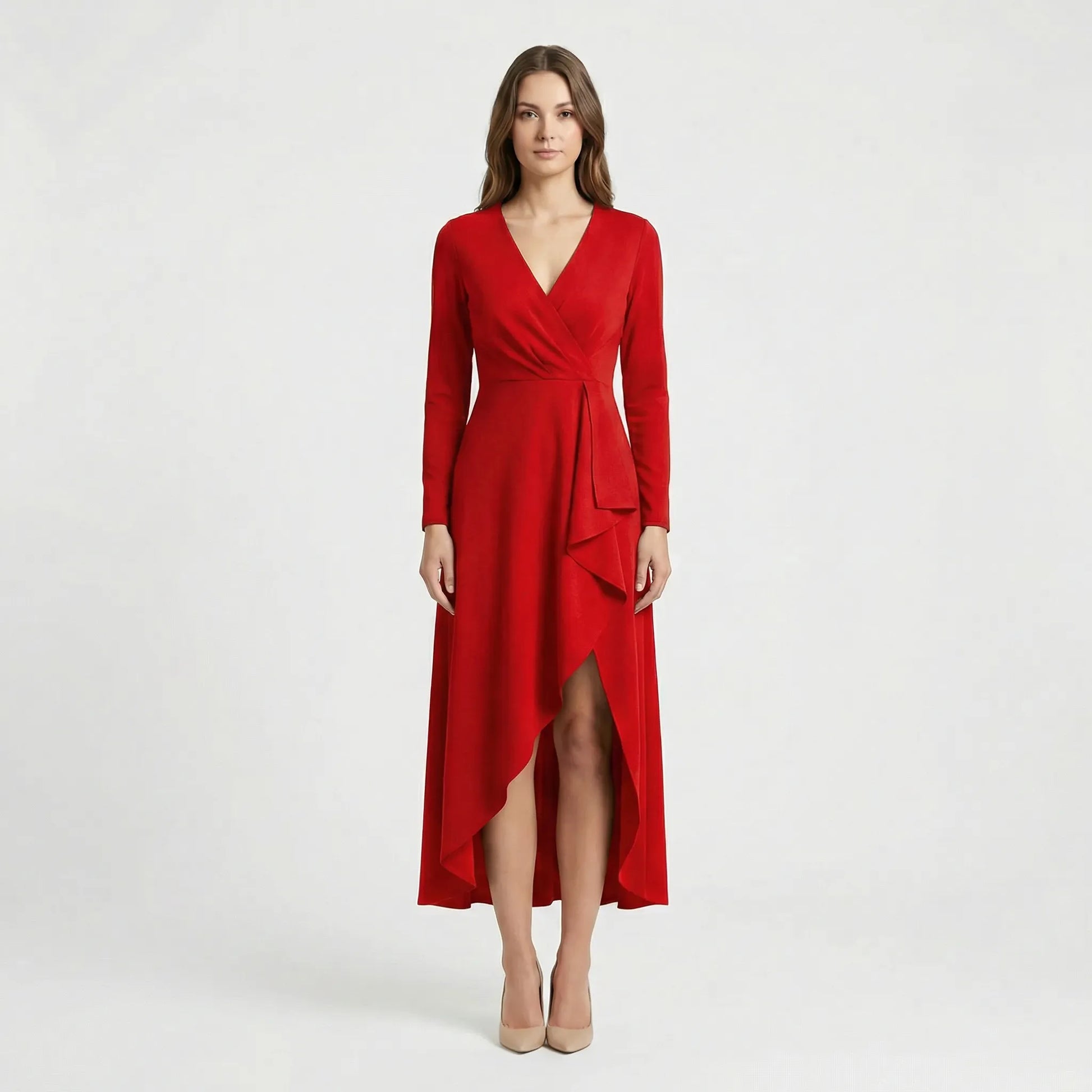 Asymmetric V-Neck Dress - Soraya