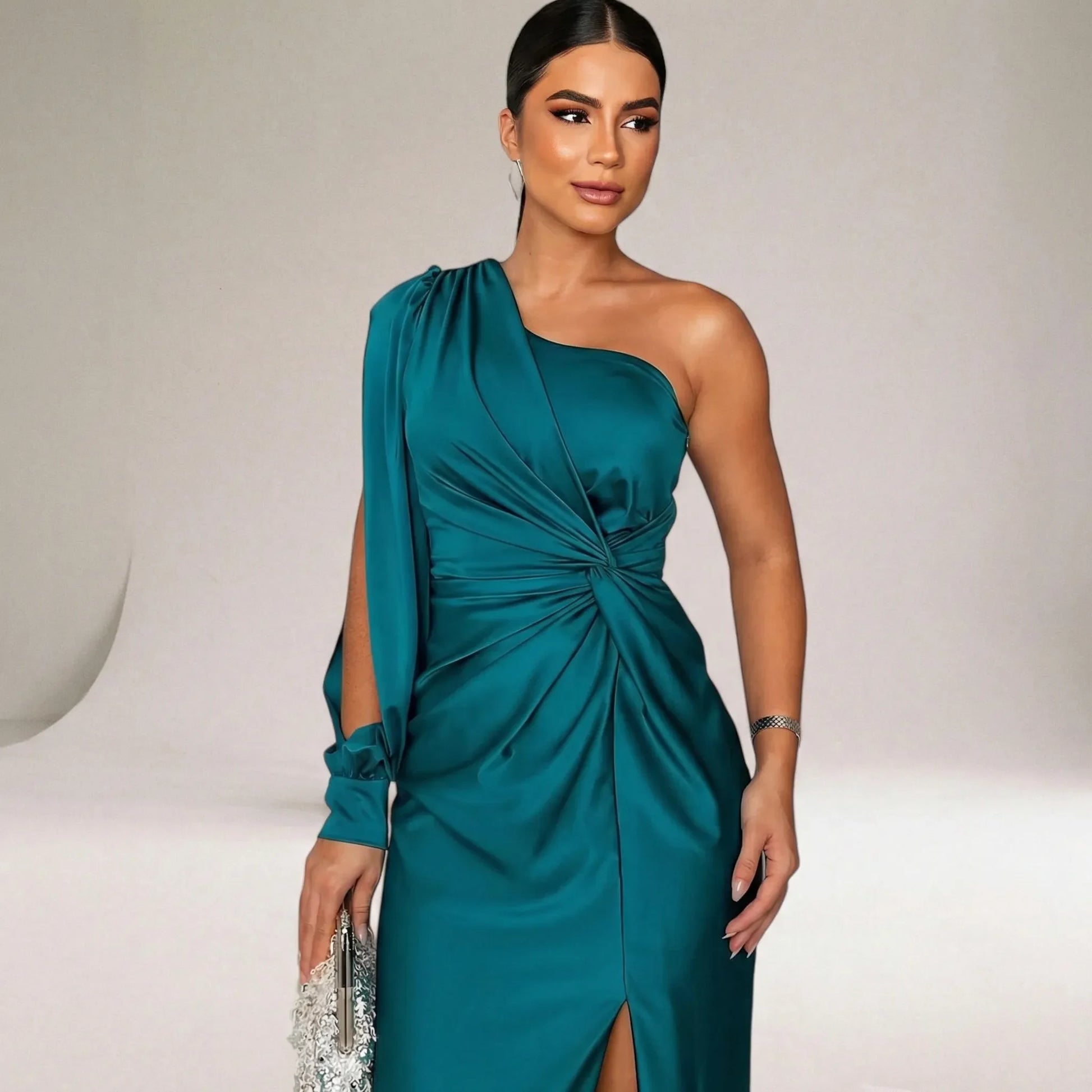 Asymmetrical Single-Sleeve Evening Gown - Joy