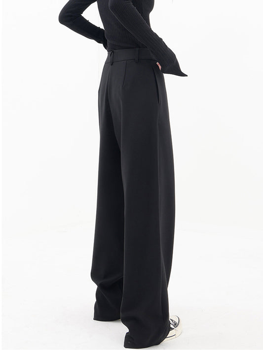 Asymmetrical Wide Women's Trousers with Double Button – Noa