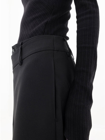 Asymmetrical Wide Women's Trousers with Double Button – Noa