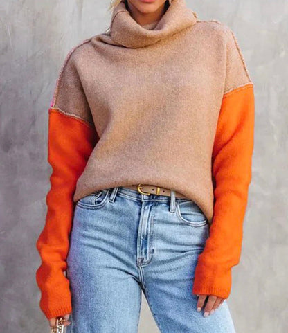 Impressive Color Block Knitted Sweater - AutumnVibe