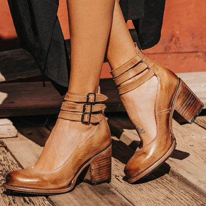 Autumnal & stylish women's leather shoes with slip-resistant sole – Amalia