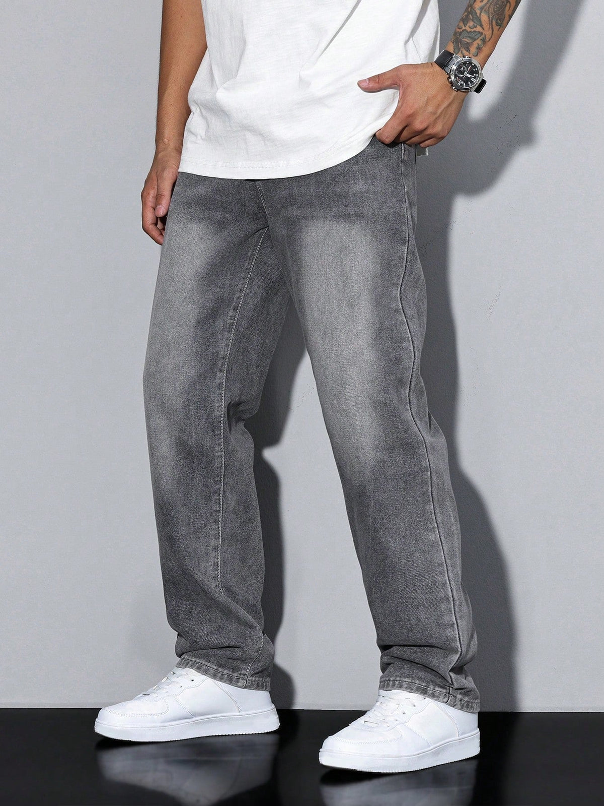 Baggy Jeans - Wide Fit Denim Pants with Washed Look 1
