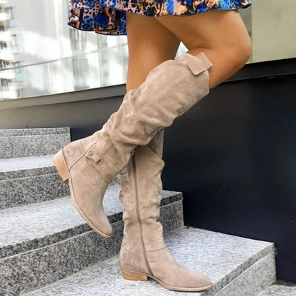 Ladies' suede look ankle boots with block heel – Elinor