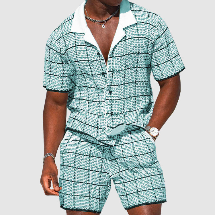 Two-piece men's summer trousers with checked pattern – Jules