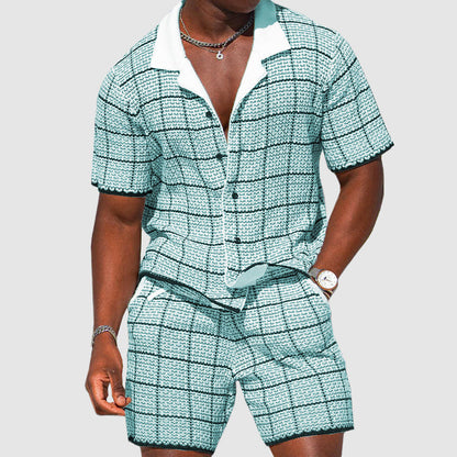 Two-piece men's summer trousers with checked pattern – Jules