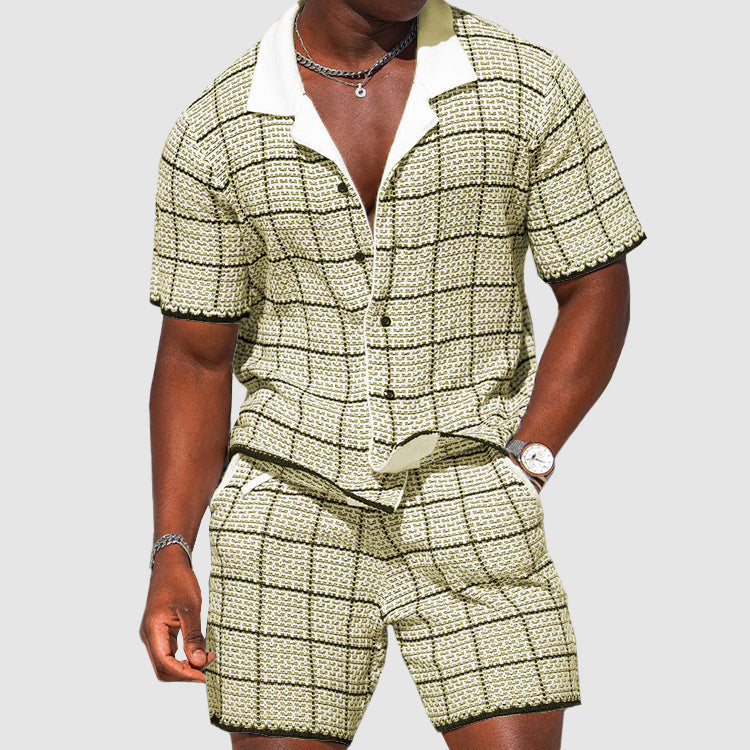 Two-piece men's summer trousers with checked pattern – Jules