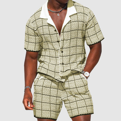 Two-piece men's summer trousers with checked pattern – Jules