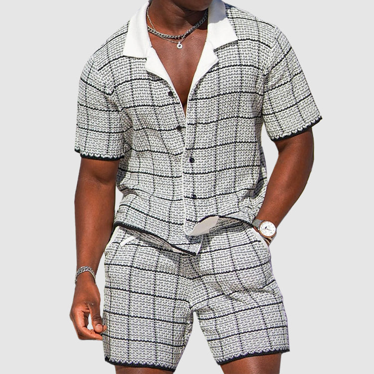 Two-piece men's summer trousers with checked pattern – Jules