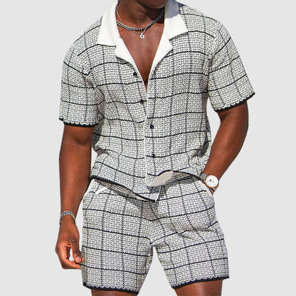 Two-piece men's summer trousers with checked pattern – Jules