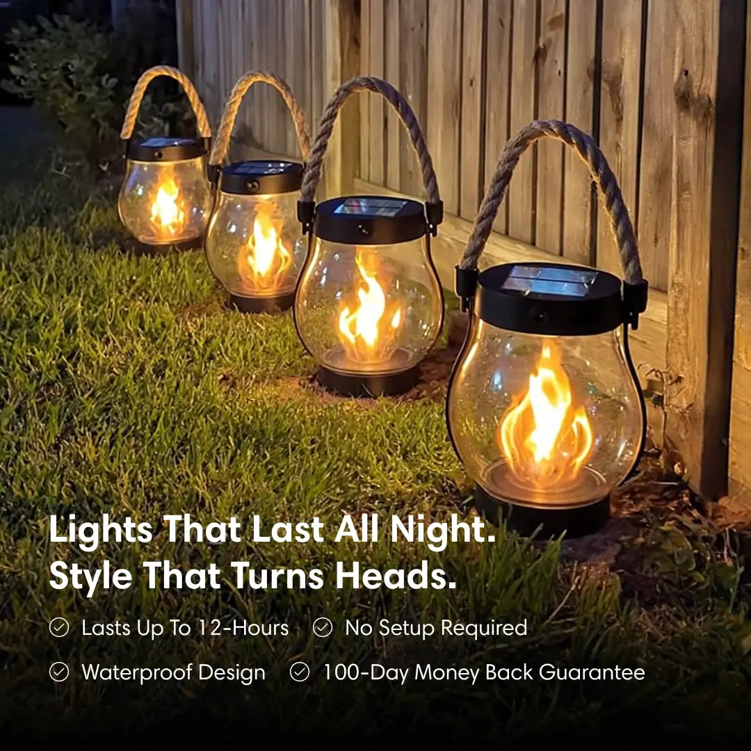 Solar Lantern Outdoor Light with Flickering Flame Effect 1