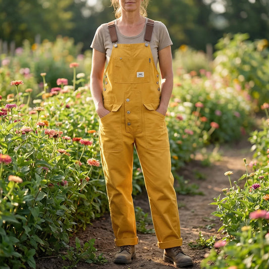 Bib-Front Dungarees With Chest Pocket - Amber