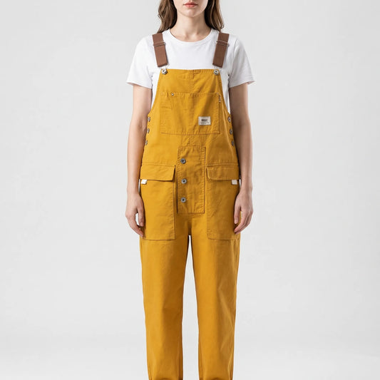 Bib-Front Dungarees With Chest Pocket - Amber