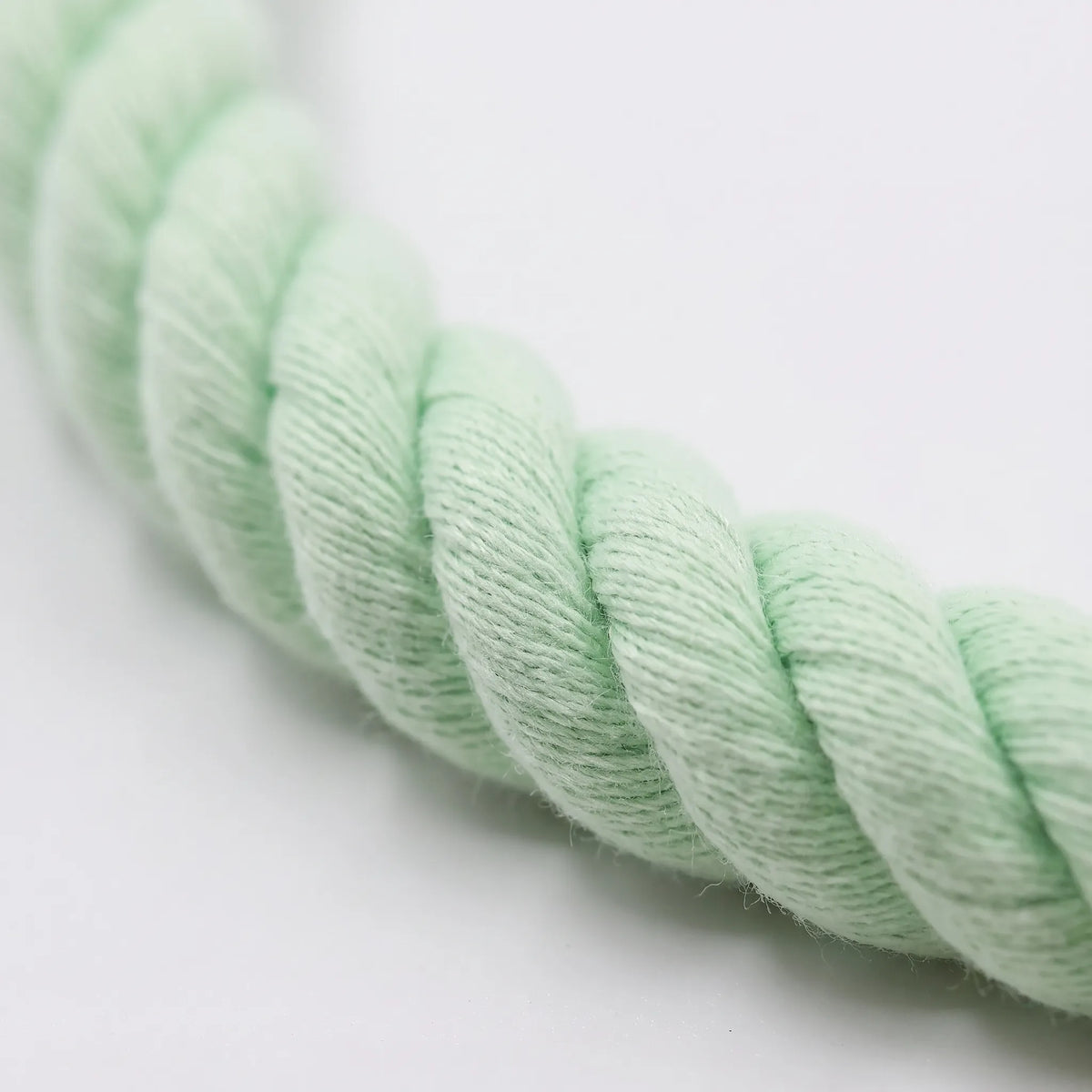 Close-up of the mint green twisted cotton rope showing the soft, tightly wound strands and fibre texture. 3