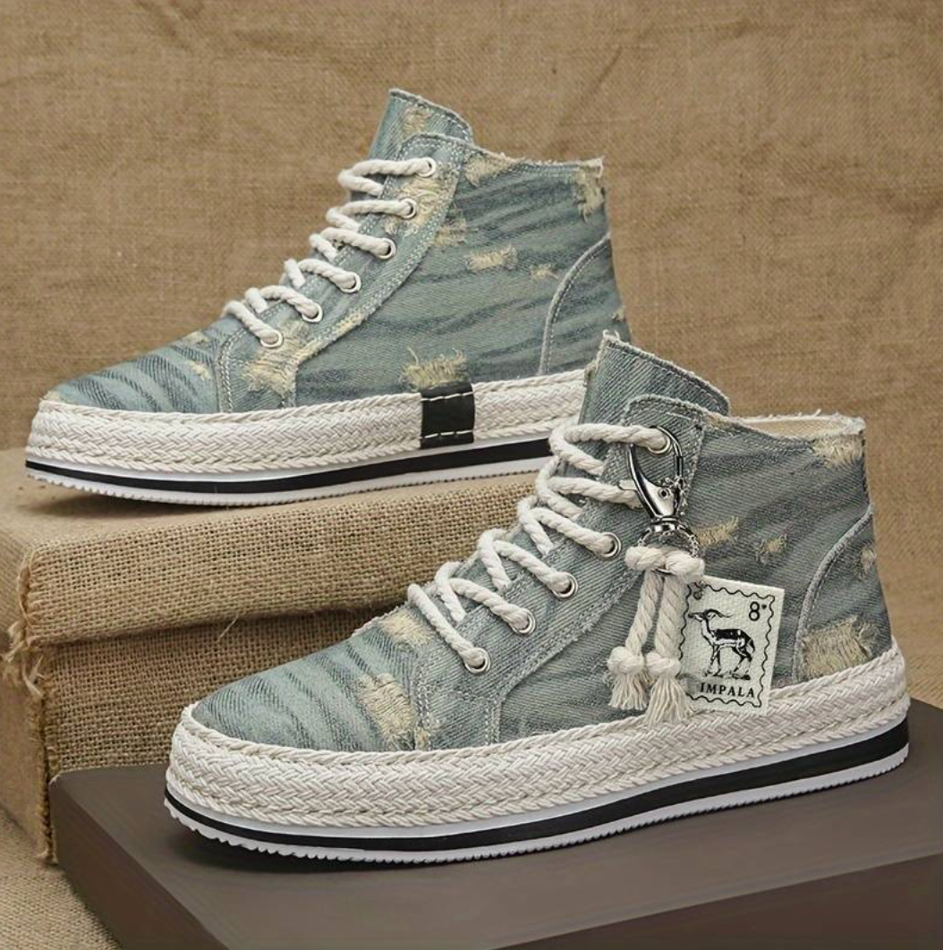 Men's High-Top Denim Sneakers with Grip Sole & Ankle Support – Jarek