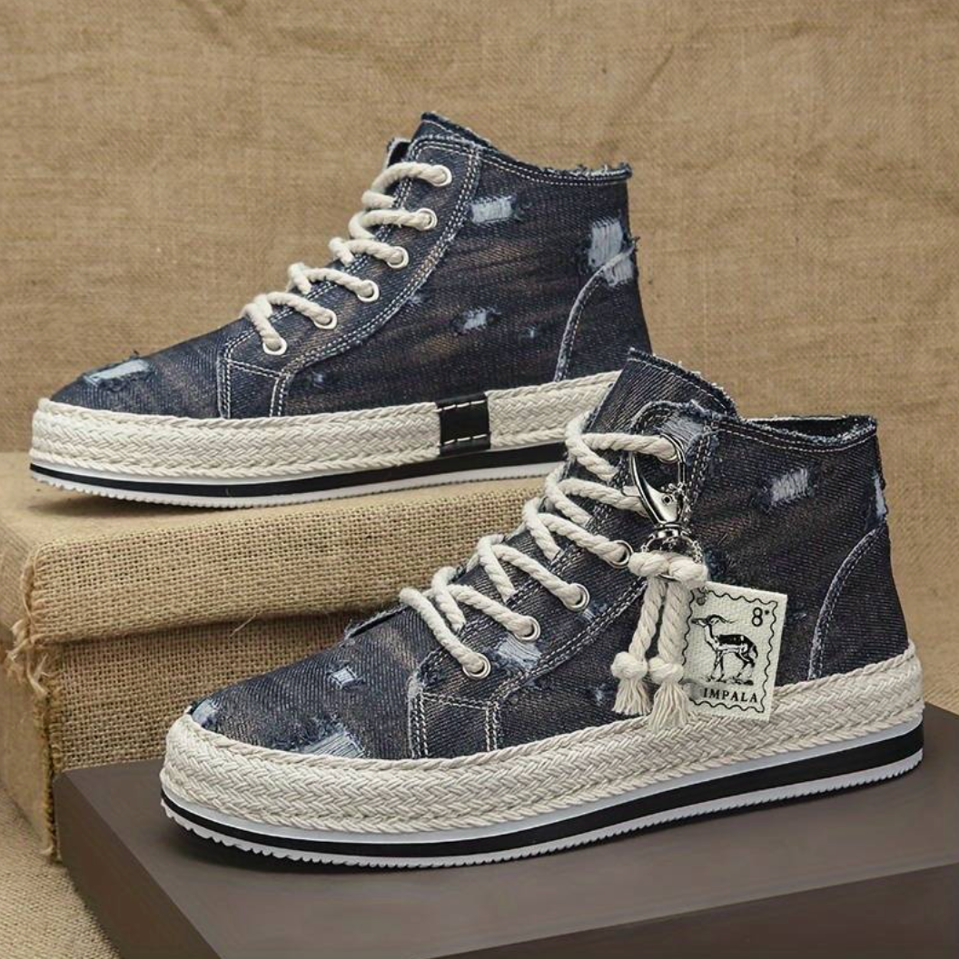 Men's High-Top Denim Sneakers with Grip Sole & Ankle Support – Jarek