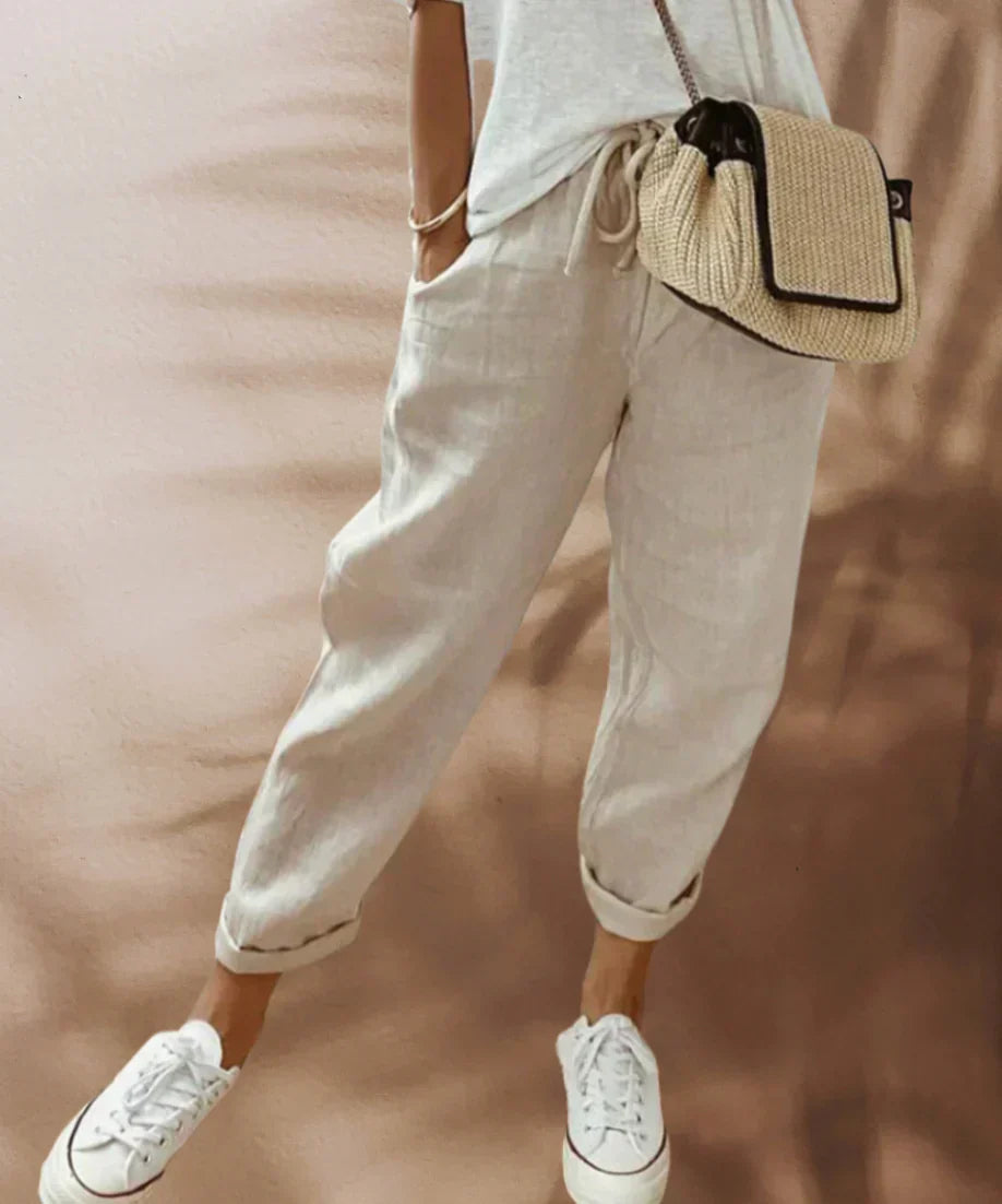 Fashionable and comfortable linen trousers for women - Sophia