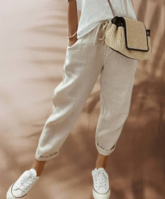 Fashionable and comfortable linen trousers for women - Sophia