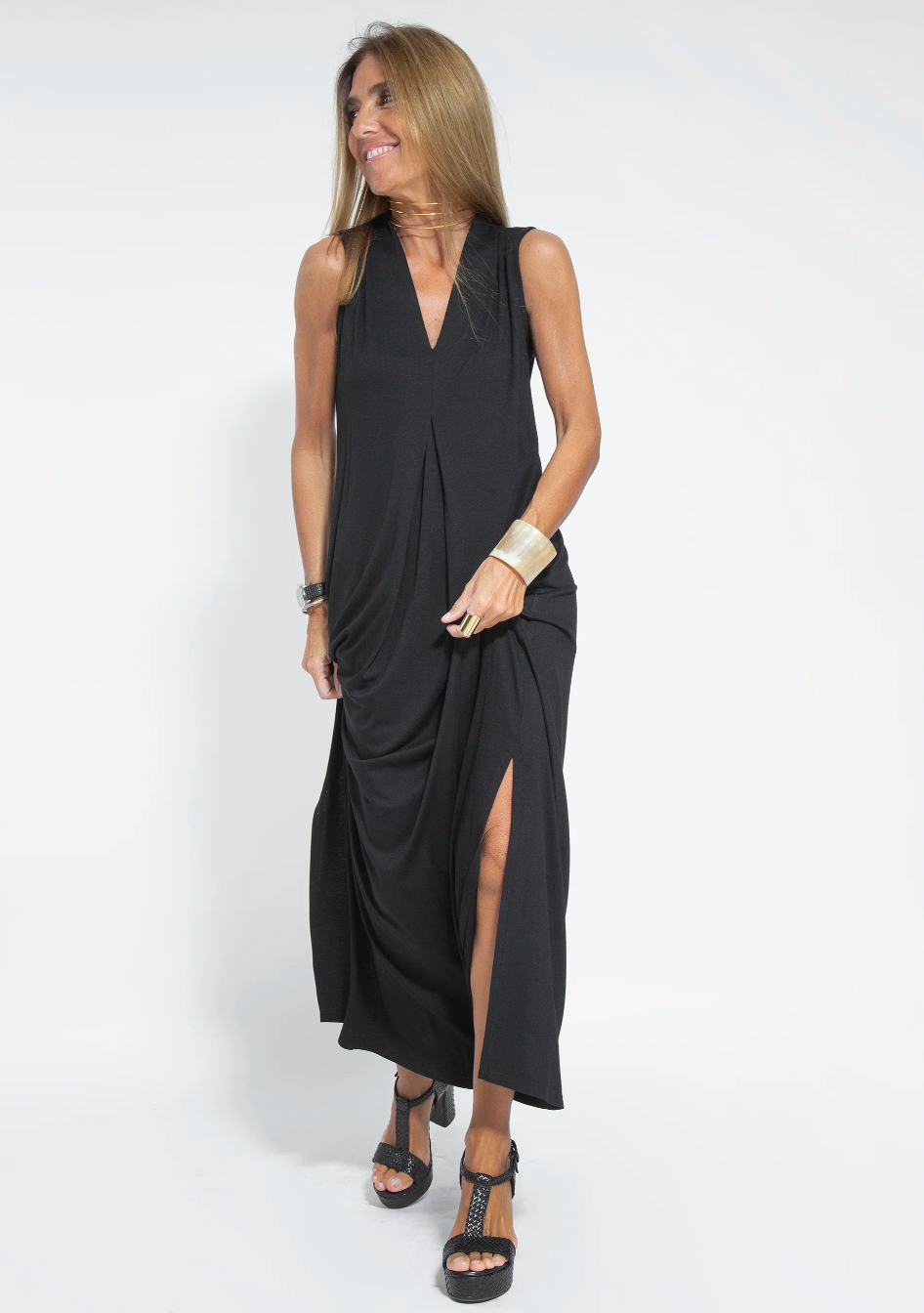 Two-piece autumnal slimming dress with waistcoat – Loreen