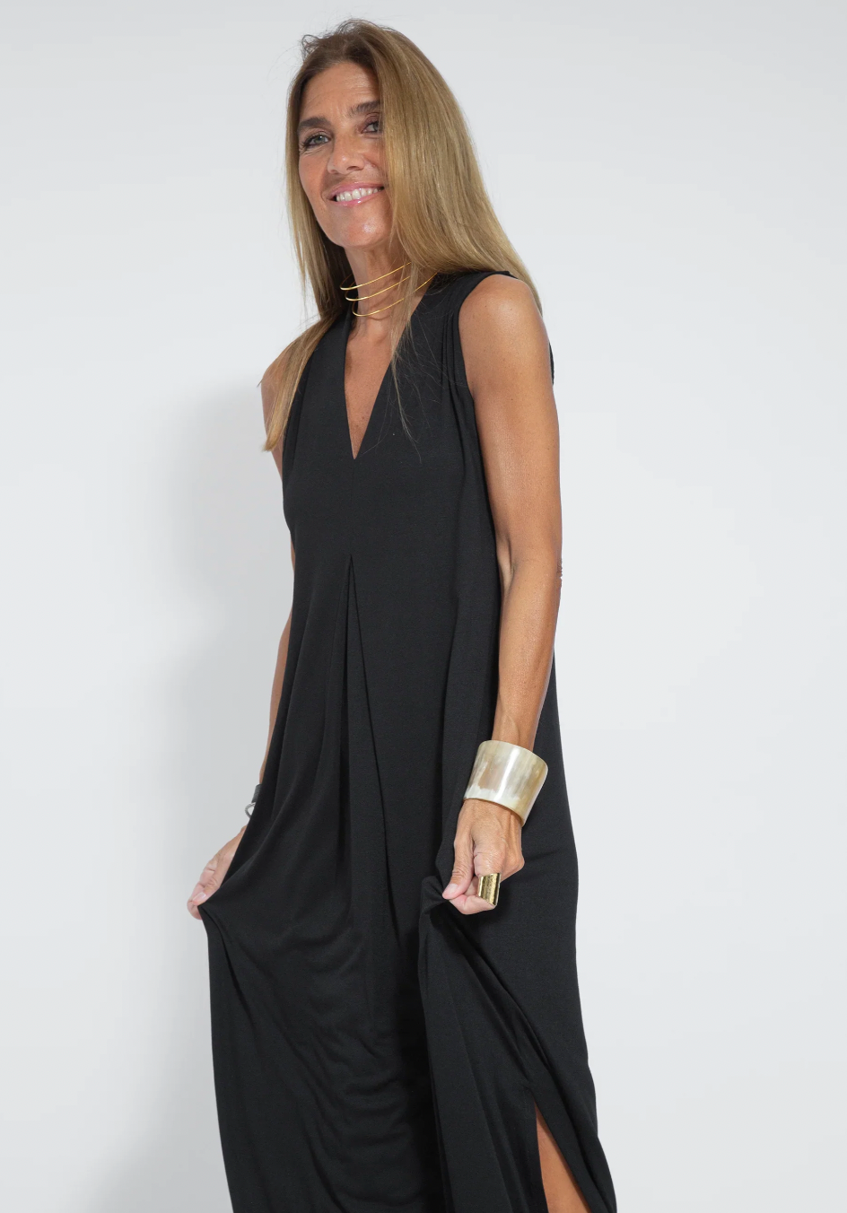 Two-piece autumnal slimming dress with waistcoat – Loreen
