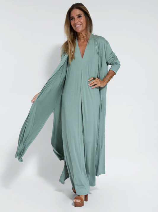 Two-piece autumnal slimming dress with waistcoat – Loreen