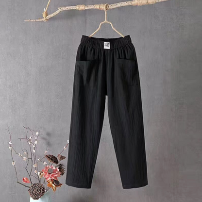 Linen Trousers with Elastic Waist - Livia