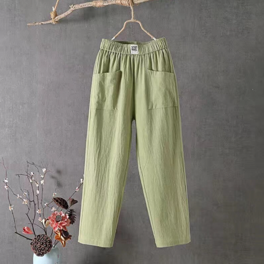 Linen Trousers with Elastic Waist - Livia