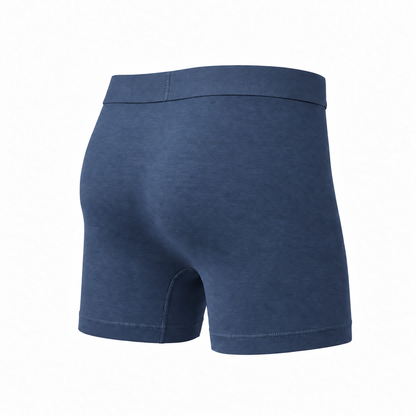 Mid-blue boxer brief seen from the back at an angle, showing the smooth seat and plain waistband. 11