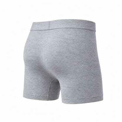 Light grey marl boxer brief seen from the back at an angle, showing the smooth seat and plain waistband. 8