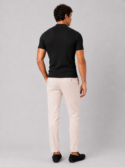 Men's Mock Neck Ribbed T-Shirt Fitted Stretch Short Sleeve Top 19