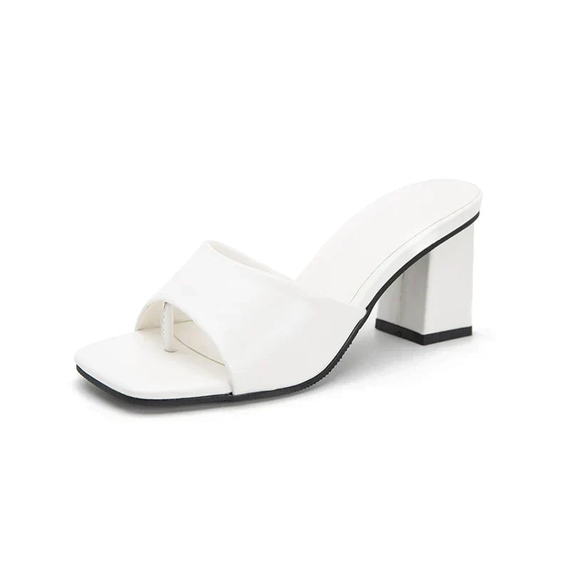 Block Heel Open-Toe Mule Sandal - Irene