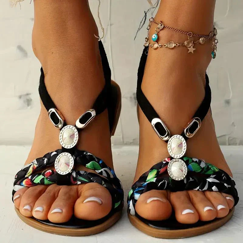 Boho-Beaded Slip-On Summer Sandals - Amira