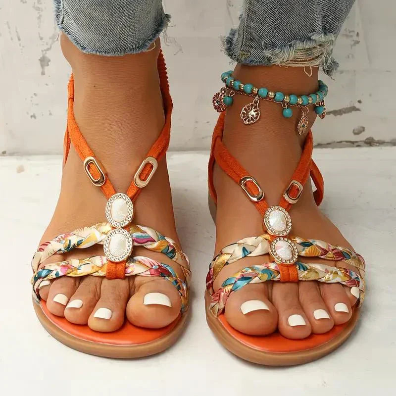 Boho-Beaded Slip-On Summer Sandals - Amira