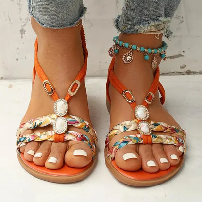 Boho-Beaded Slip-On Summer Sandals - Amira